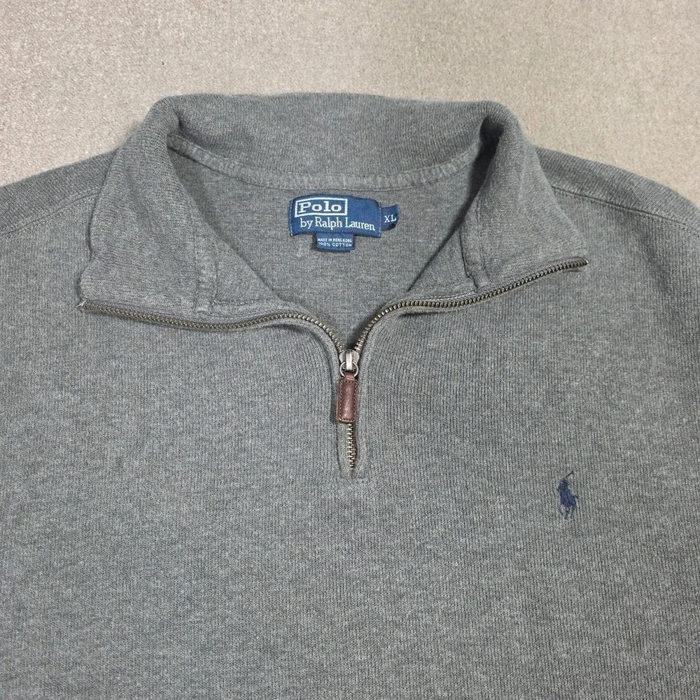 Polo Ralph Lauren Men's XL X-Large Gray 1/4 Zip Pullover Sweater Cotton Classic